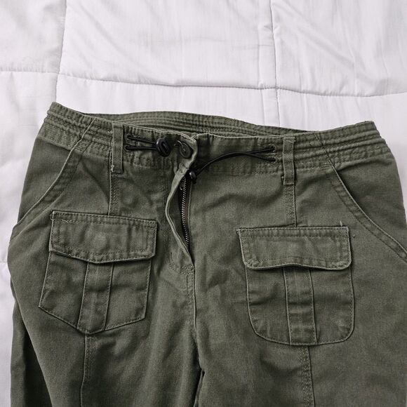 Brandy Melville Kim Cargo Pants 27 Green Adjustable Waist Drawstring Y2K Relaxed - Picture 6 of 11